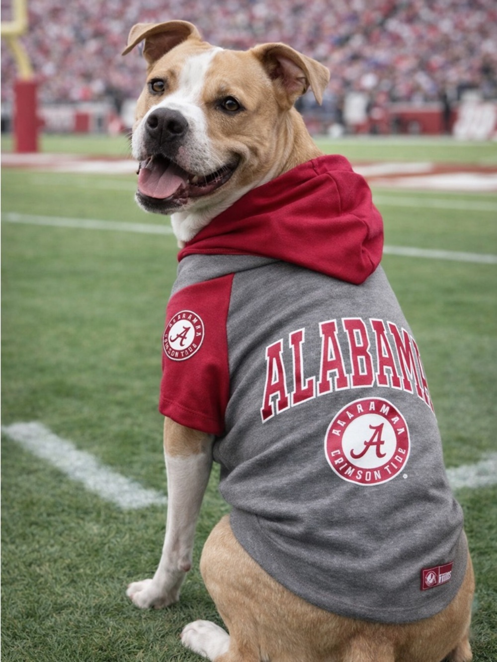 Alabama Crimson Tide Dog Hoodie Shirt Pets First GrayRed Size L NCAA Pet Apparel